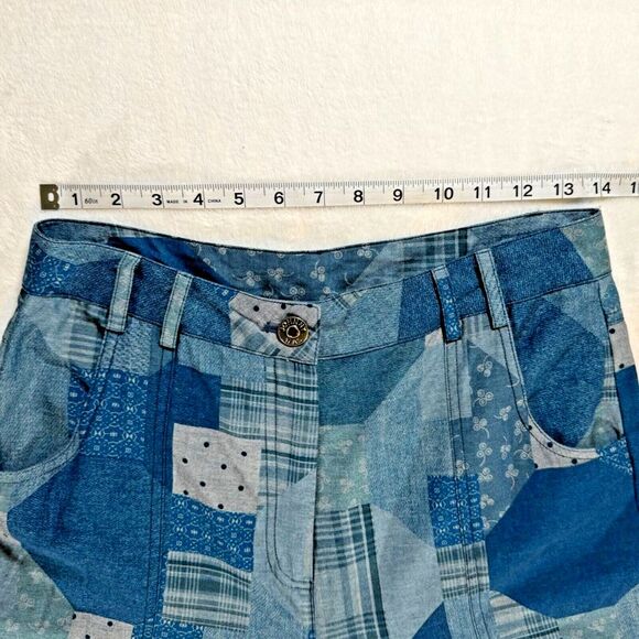 Johnny Was Workshop Pants Women Size 6 Blue Patchwork Wide Leg Trousers 70s Boho - Picture 10 of 12